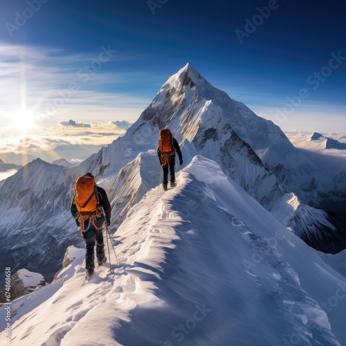 Thrilling Winter Expedition: Conquering Snowcapped Mountains with Two Adventurous Climbers