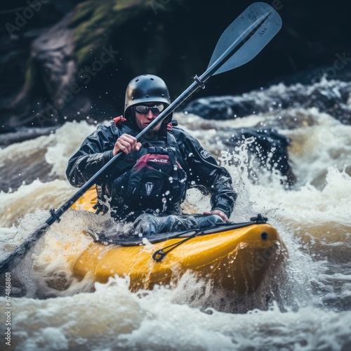 Adventurous Water Sports: Thrilling Whitewater Kayaking Experience with Speed and Motion!