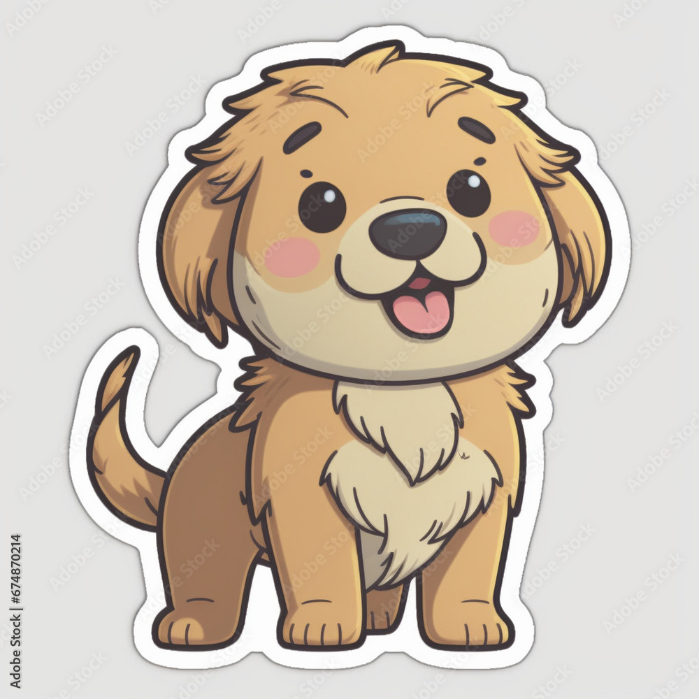 golden retriever dog cut out sticker Generative AI golden retriever dog cut out sticker Generative AI