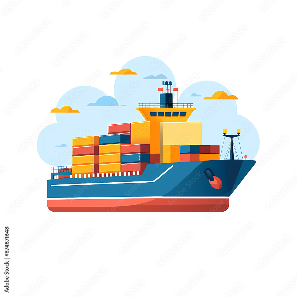 Simplified flat art illustration of Shipping