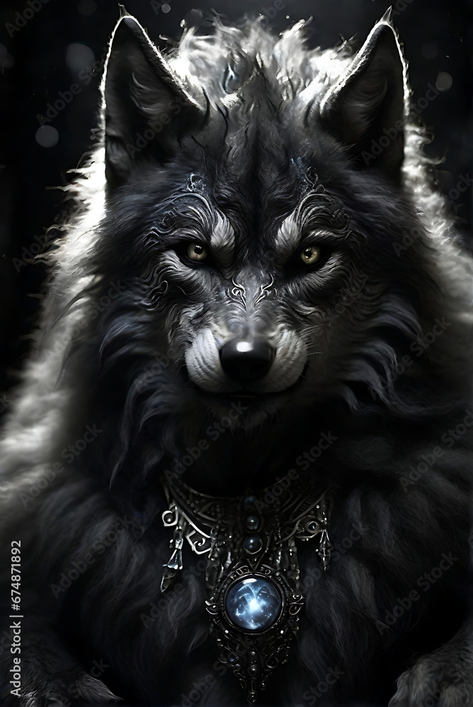 The black and white image of a furry werewolf in the moonlight .Generative Ai The black and white image of a furry werewolf in the moonlight .Generative Ai