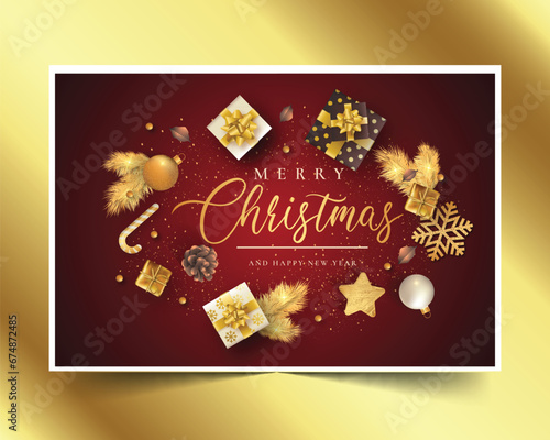 elegant christmas card with brown beige ornaments design vector illustration