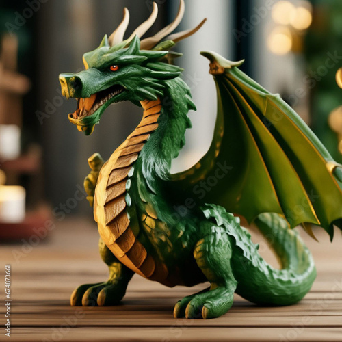 green wooden dragon symbol of the year 2024