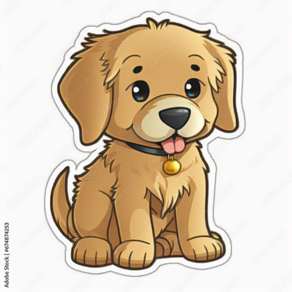 golden retriever dog cut out sticker Generative AI golden retriever dog cut out sticker Generative AI