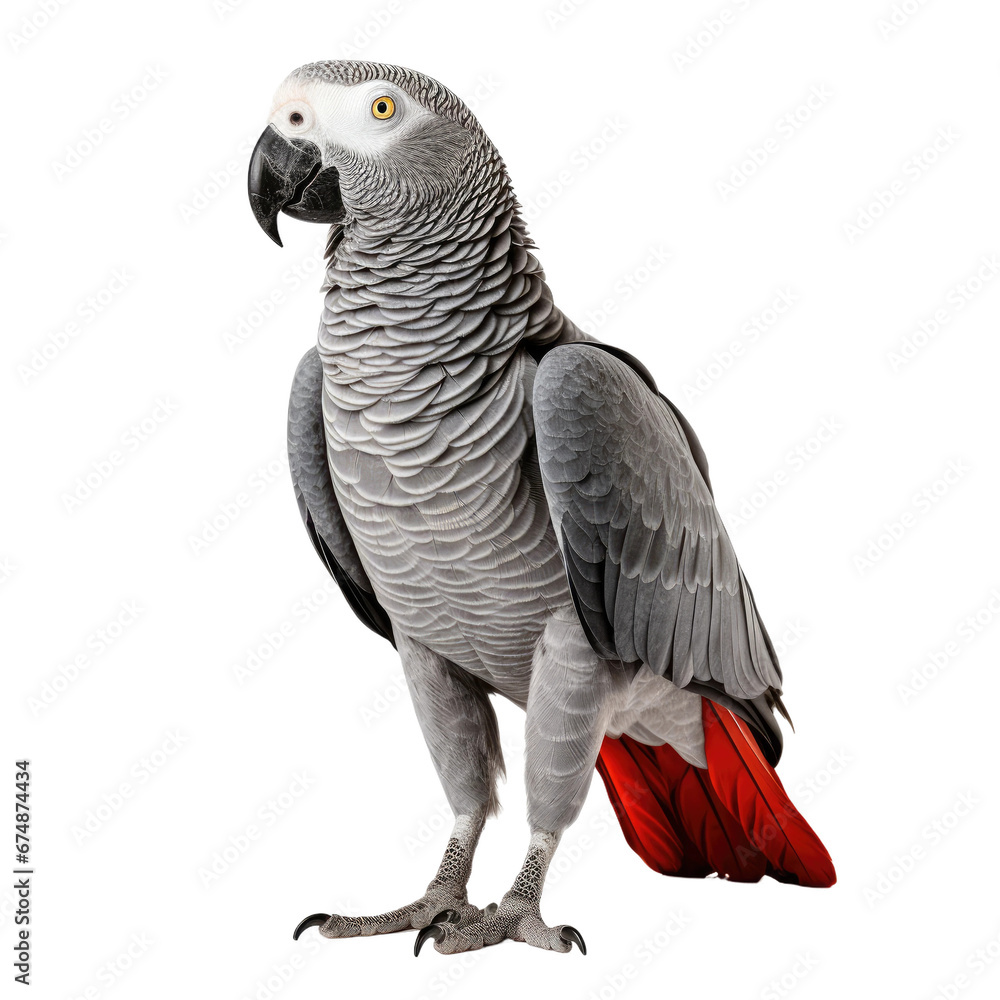 Fototapeta premium Grey Parrot on Transparent Background