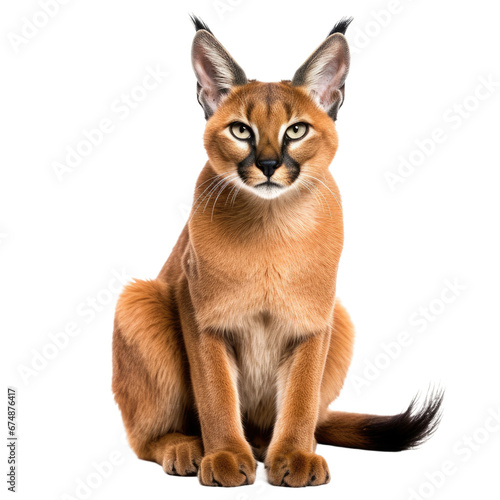 Sitting Caracal on Transparent Background photo