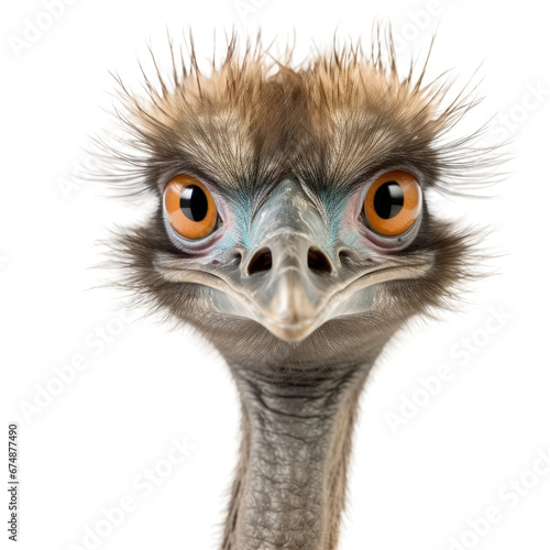 Emu Face on Transparent Background, Bird Portrait