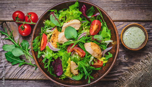 Salad with chicken and vegetables