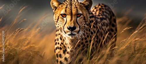 In the heart of Africa s Masai Mara amidst the vast Savannah landscape a graceful cheetah stalks through the rain embodying the true spirit of nature s feline predator Captured through the l © TheWaterMeloonProjec