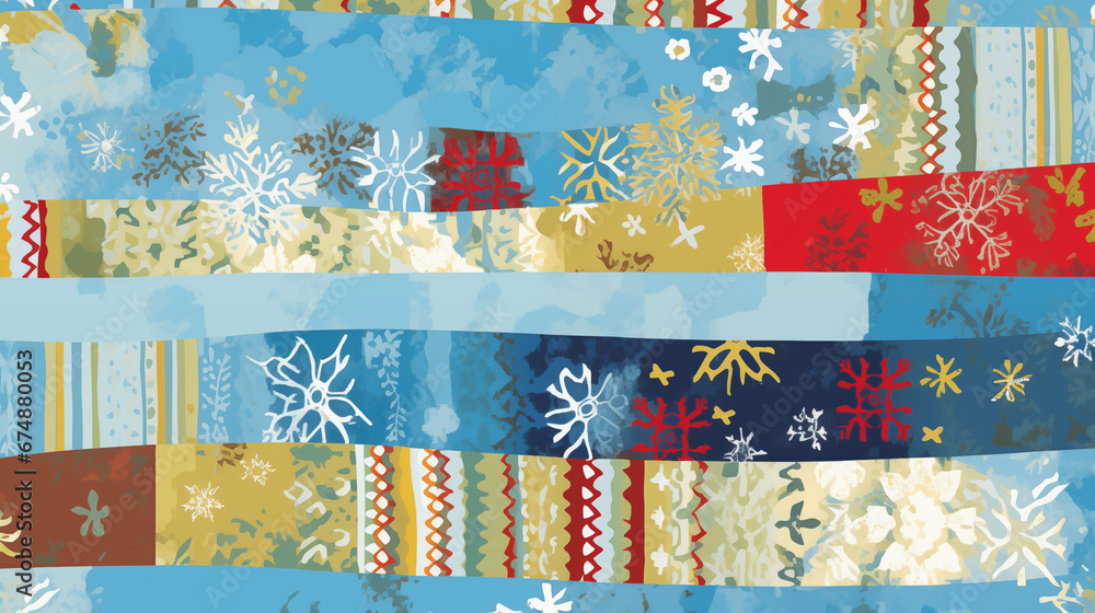 Holiday Tile Pattern Festive Holiday Tile Pattern with Whimsical Winter Motifs and Folkloric ...