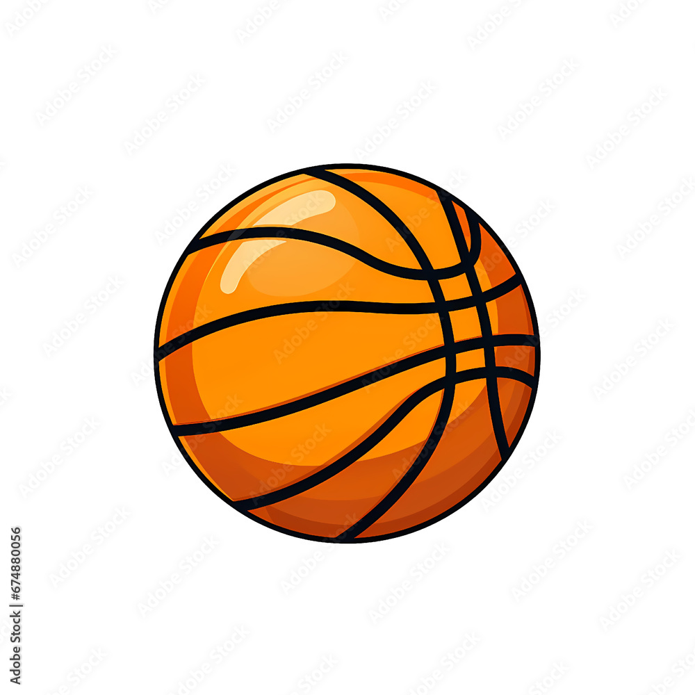 Simplified flat art image of a basketball