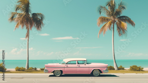 vintage retro car on the beach © Daniel