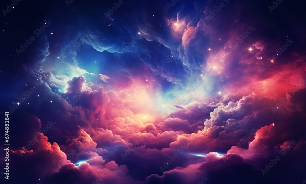 pink magic clouds, 3d render, abstract fantasy background of colorful sky with  clouds
