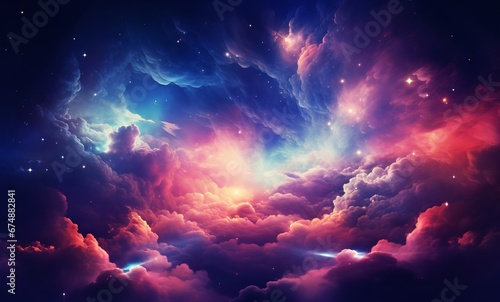 pink magic clouds, 3d render, abstract fantasy background of colorful sky with clouds 