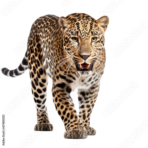 Jaguar big cat on transparent background, wild animal portrait