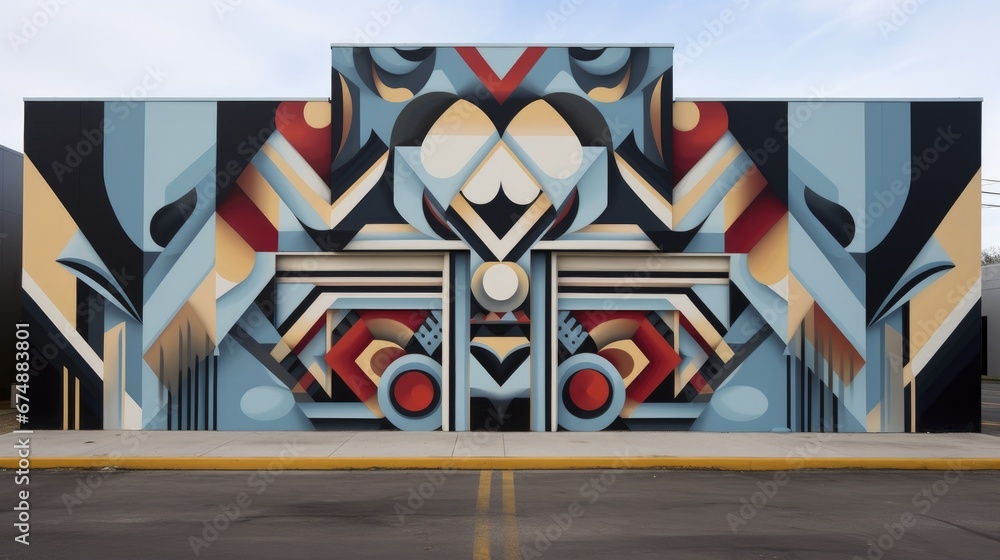 Geometric patterns in a striking urban mural