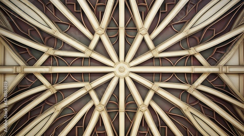 Geometric patterns in an ornate cathedral ceiling