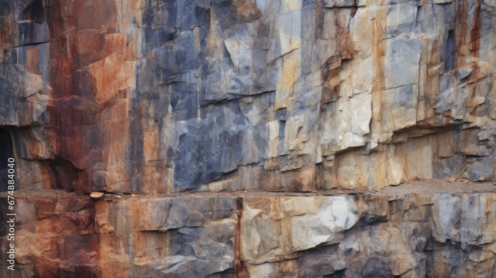 Layers of color in a rockface
