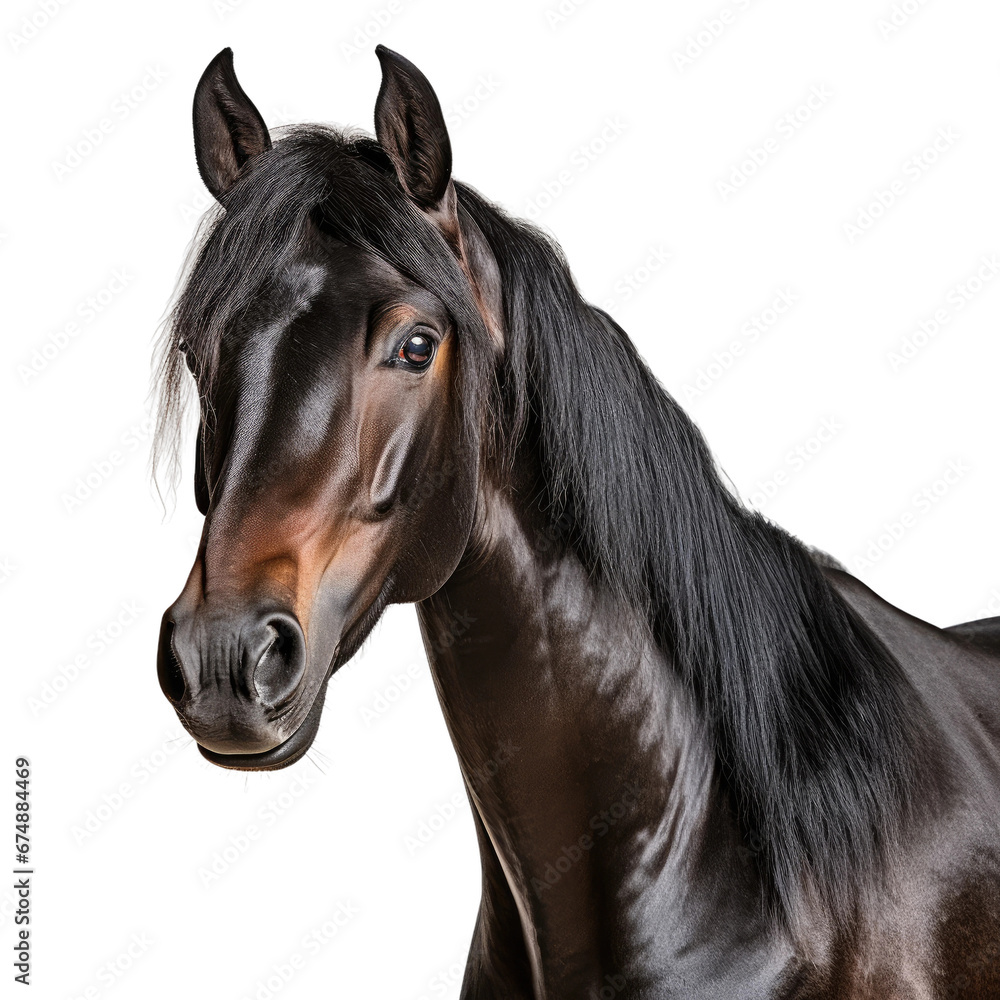 Dark Morgan Horse Close-Up Isolated on Transparent Background Dark Morgan Horse Close-Up Isolated on Transparent Background