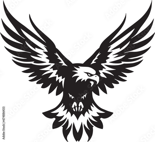 Eagle silhouette black and white logo template animal tattoo symbol and sign 