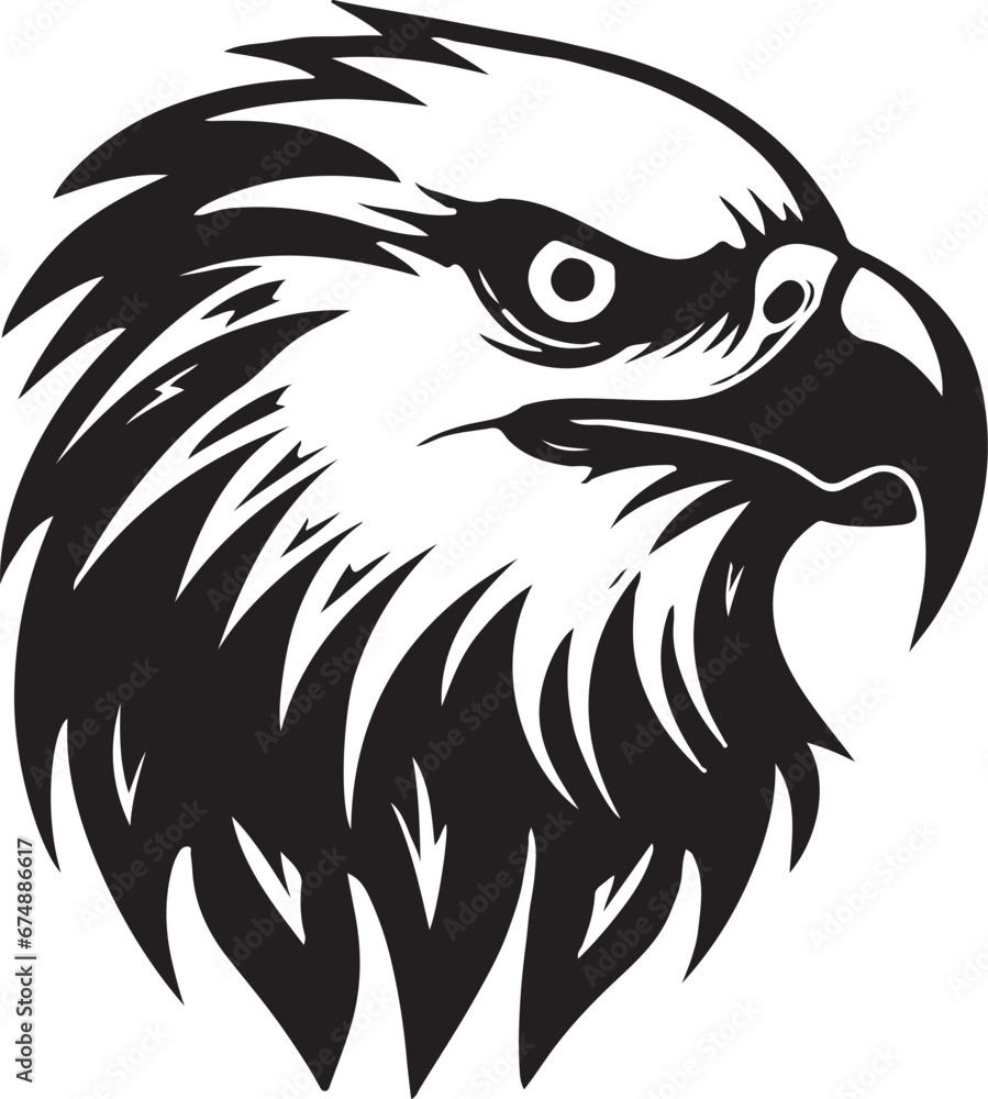 Eagle silhouette black and white logo template animal tattoo symbol and sign 