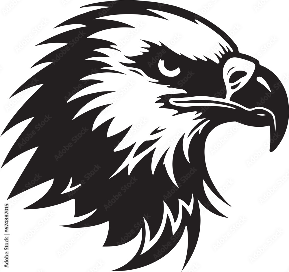 Fototapeta premium Eagle silhouette black and white logo template animal tattoo symbol and sign