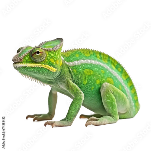 Chameleon on transparent background  wild animal portrait