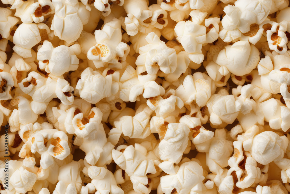 Popcorn, closeup detail. Seamless tileable background pattern. Generative AI Popcorn, closeup detail. Seamless tileable background pattern. Generative AI