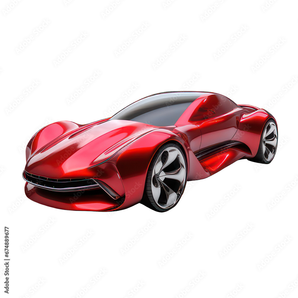 Red supersports car isolated on white created with Generative AI Red supersports car isolated on white created with Generative AI