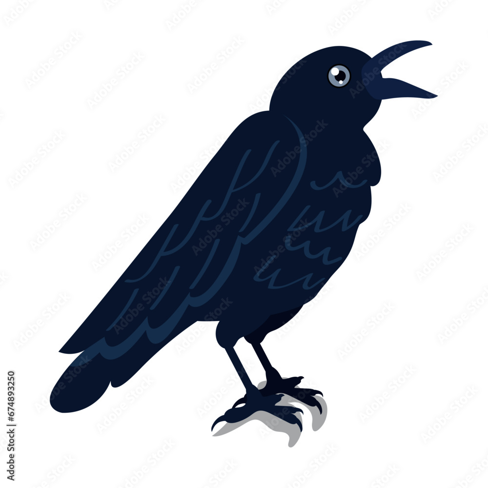 Fototapeta premium Isolated black crow bird Vector