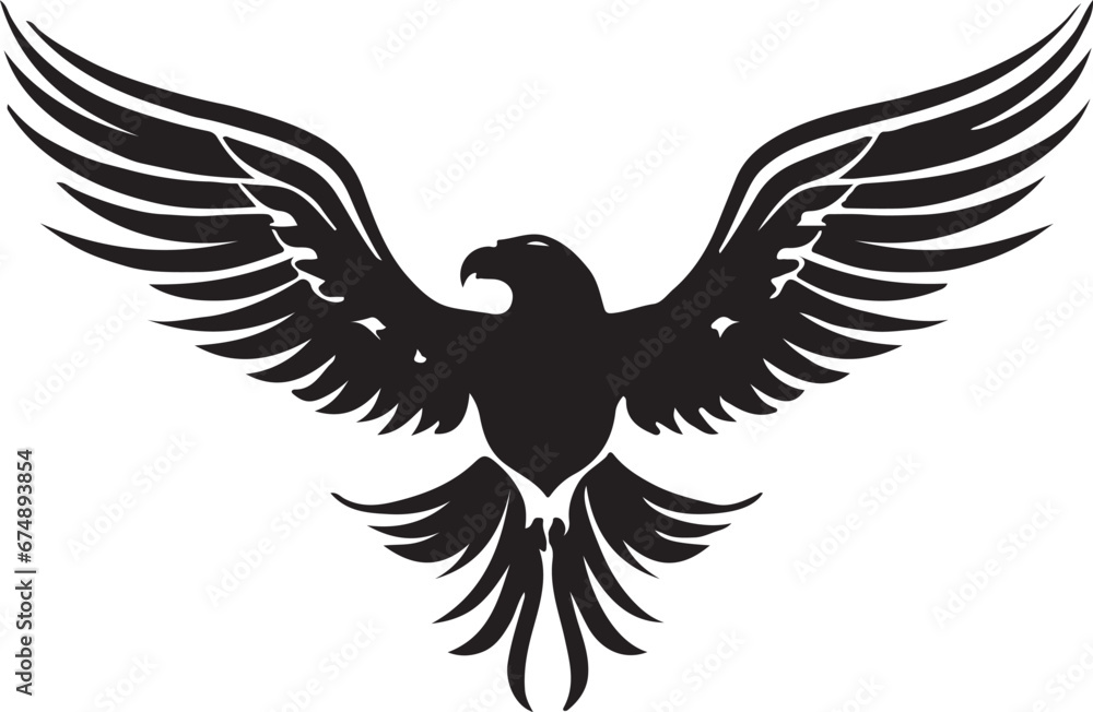 Fototapeta premium Eagle silhouette black and white logo template animal tattoo symbol and sign 