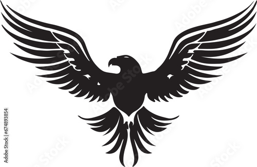 Eagle silhouette black and white logo template animal tattoo symbol and sign 