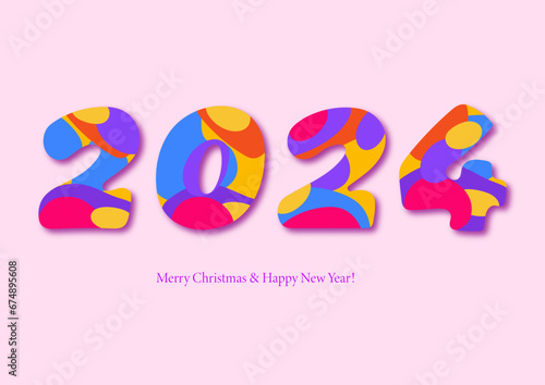 illustration 2024 in multicolour style cut paper.