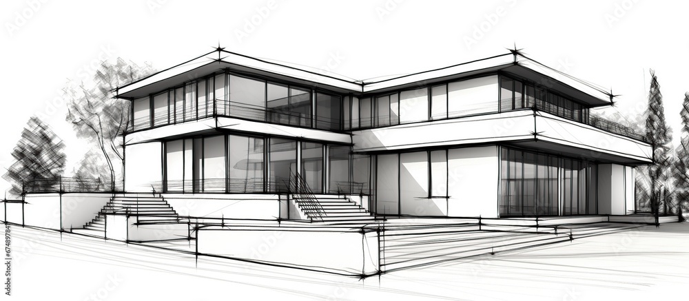 Architecture 3d rendering illustration of modern minimal house on white backgroundArchitecture 3d rendering illustration of modern minimal house on white background Architecture 3d rendering illustration of modern minimal house on white backgroundArchitecture 3d rendering illustration of modern minimal house on white background