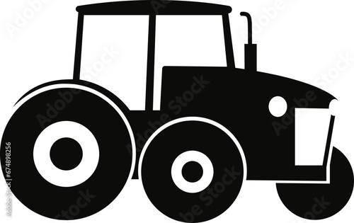 vector illustration of a black tractor on a transparent background