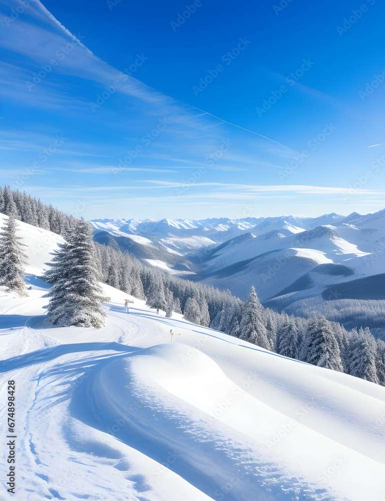 winter landscape with snow covered mountains winter landscape with snow covered mountains