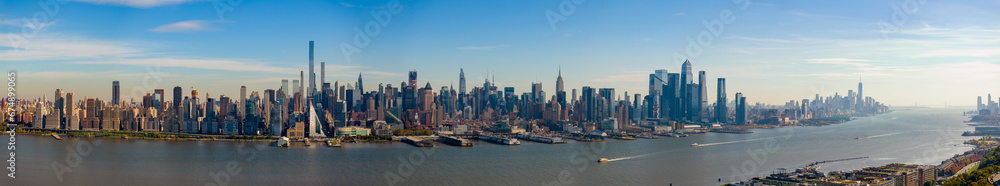 Beautiful aerial panorama New York. View of Manhattan and Hudson River circa 2023