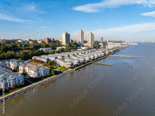 Aerial drone photo residential housing in West New York New Jersey USA photo