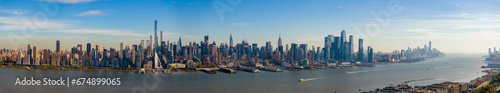 Beautiful aerial panorama New York. View of Manhattan and Hudson River circa 2023
