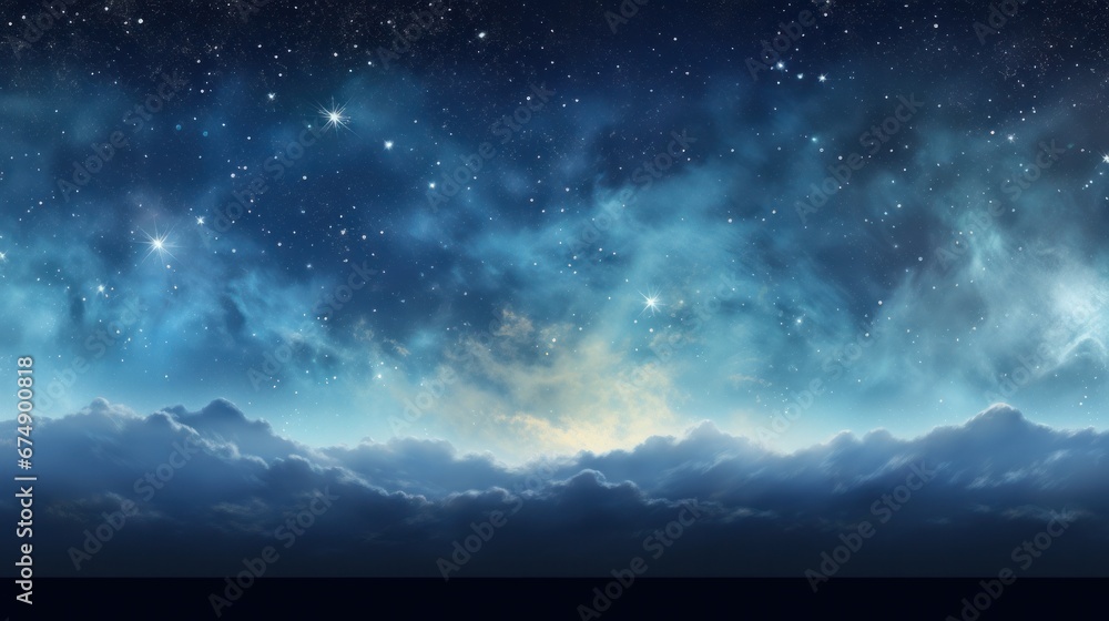 Cosmic Elegance: A Chic 2x1 Banner Featuring a Dazzling Star Against a Serene Midnight Sky, Perfect for Astronomy and Space Enthusiasts.