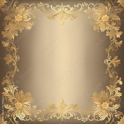 Gold floral frame for decoration and celebration card