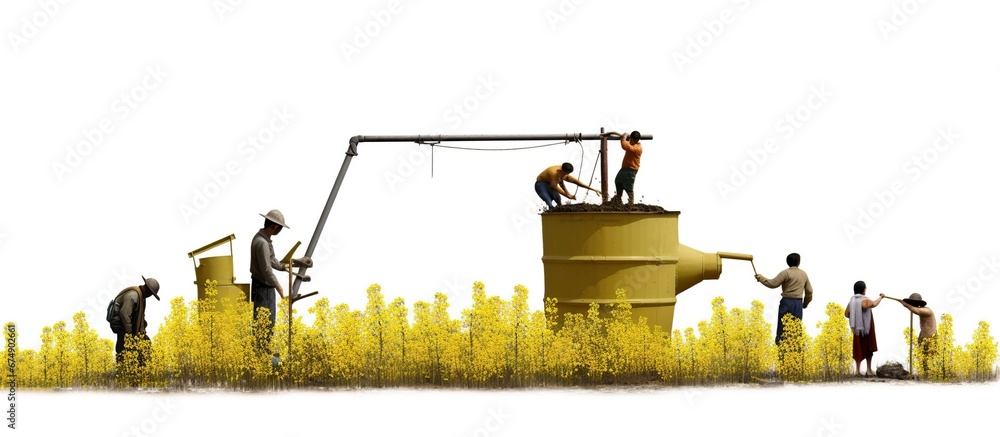 Canola field. Yellow rapeseed sprigs. Rape plants with colza or mustard buds. Vector isolated illustration of yellow flowers. Canola field. Yellow rapeseed sprigs. Rape plants with colza or mustard buds. Vector isolated illustration of yellow flowers.