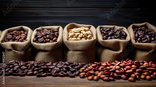 Top-Selling Specialty Coffee Beans Presented on a Rustic Wooden Background.