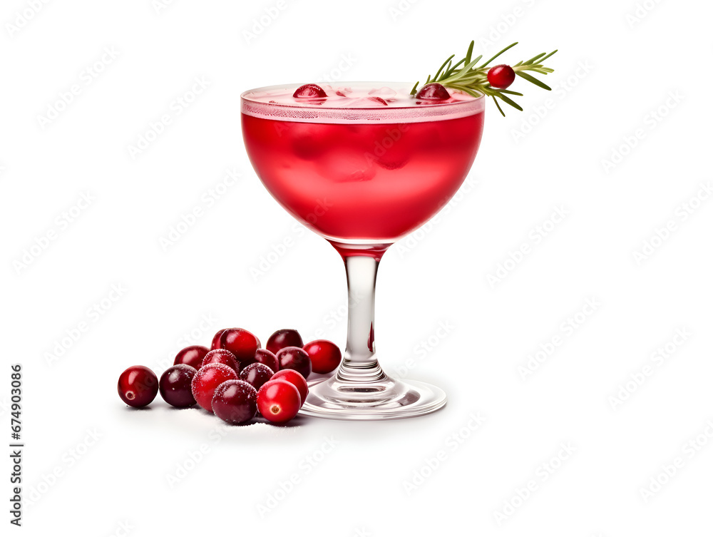 Delicious red cranberry cocktail in a glass isolated on white background Delicious red cranberry cocktail in a glass isolated on white background