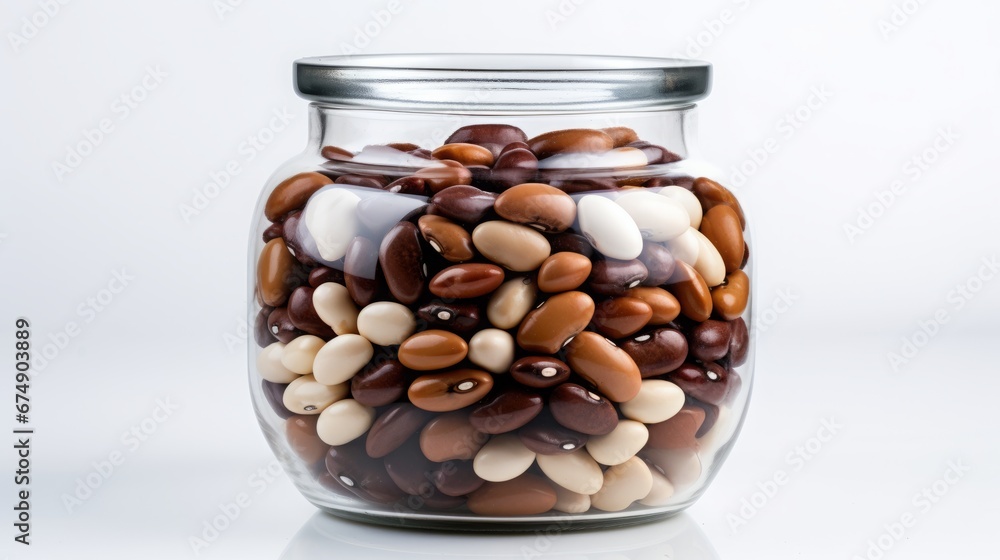 beans in a jar on a white background. beans in a jar on a white background.