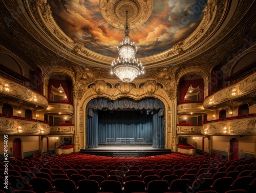 A grand and historic opera house with ornate balconies and chandeliers. photo