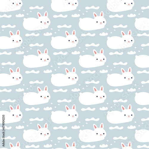 white rabbit seamless pattern
