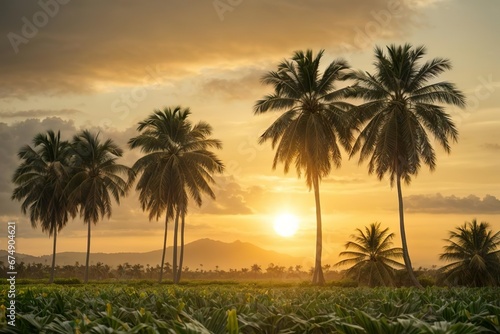palm trees on sunset