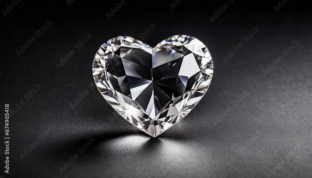 Heart shaped diamond on black dark background Heart shaped diamond on black dark background