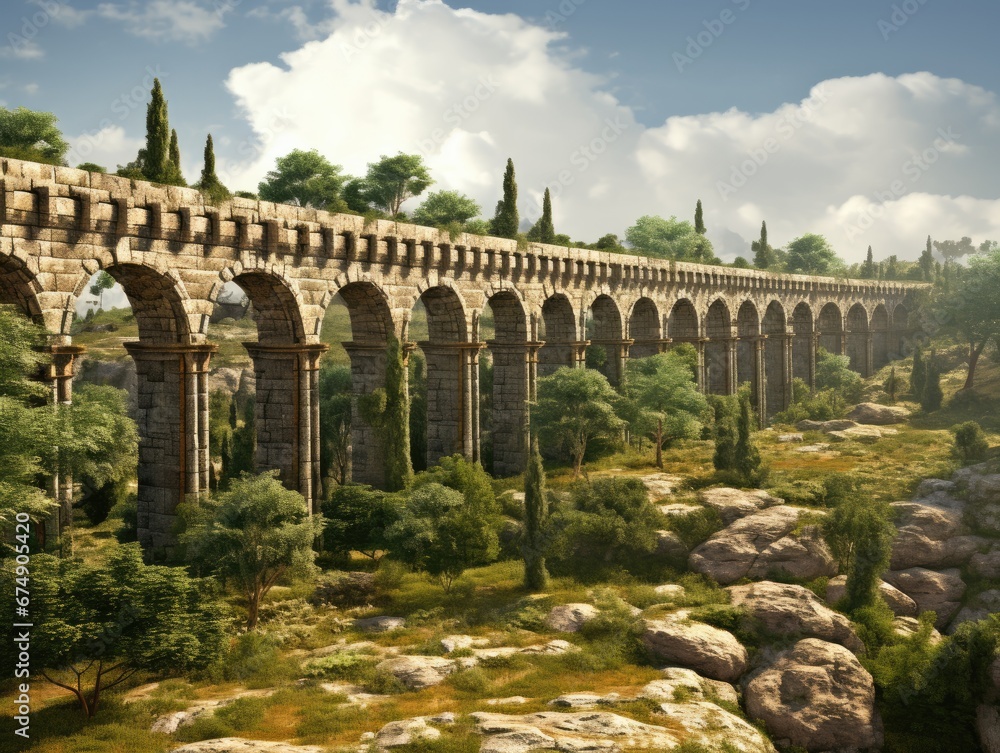 An ancient Roman aqueduct, showcasing the engineering antiquity. An ancient Roman aqueduct, showcasing the engineering antiquity.